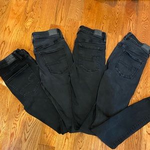 4 pair American Eagle black jeans size 6